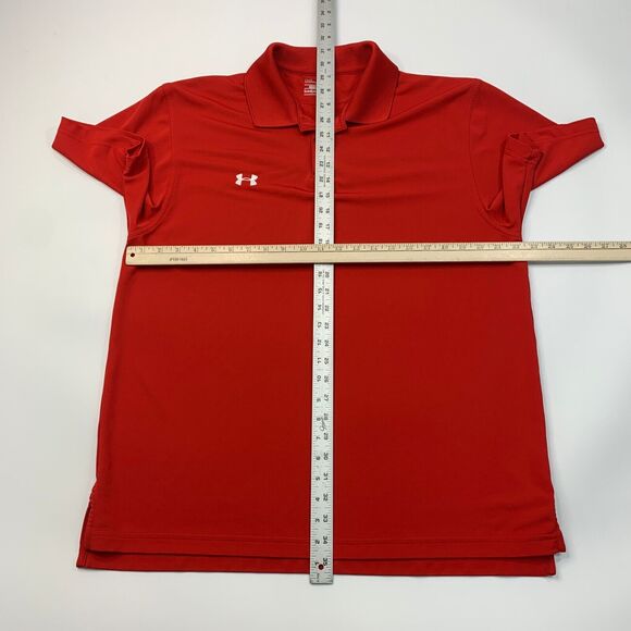 Under Armour Polo Shirt Mens L Large Poppy Heatgear Short Sleeve Performance - Picture 5 of 10